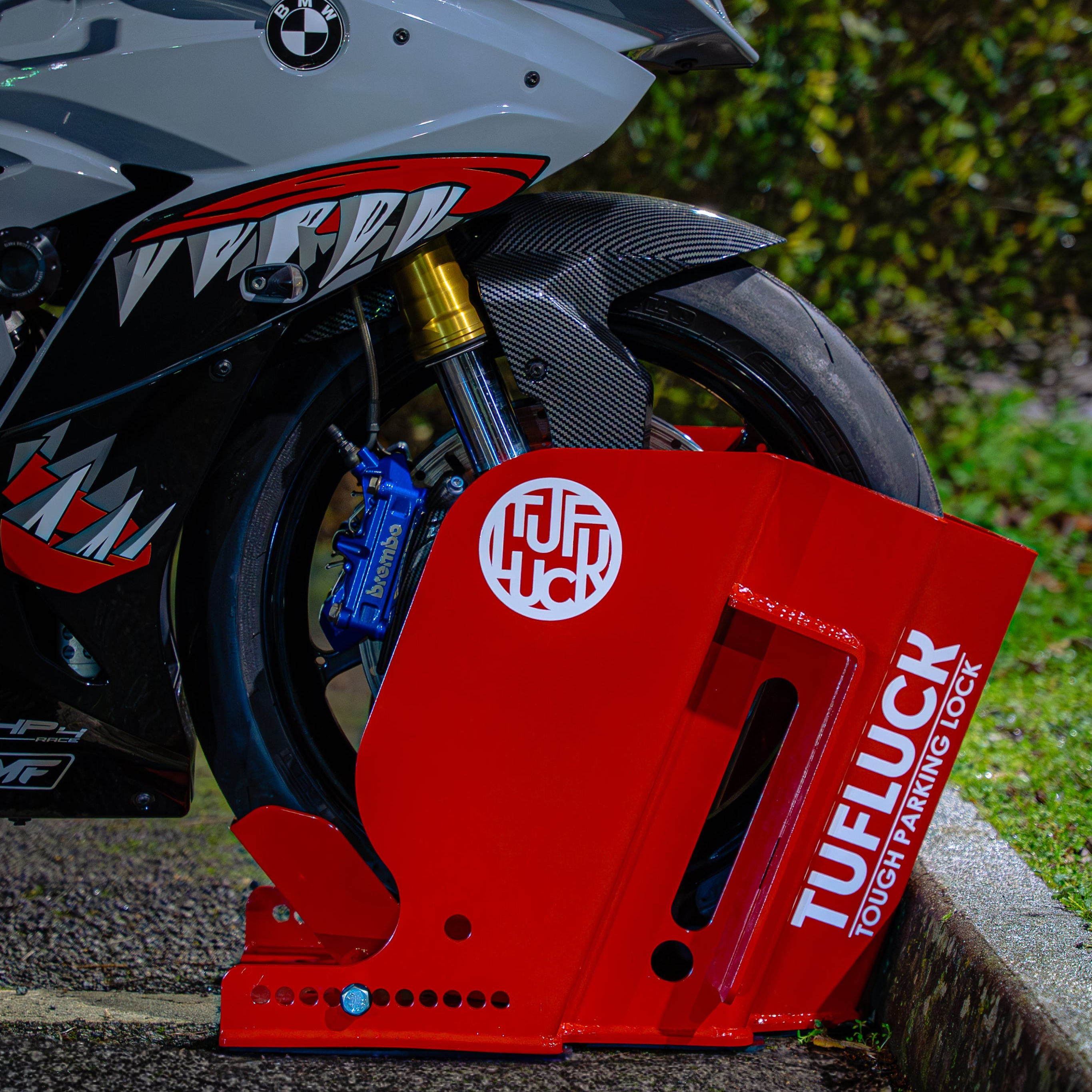 TufLuck - Tough Motorcycle Parking Lock - Ground Anchor & Wheel Chock Secondary image