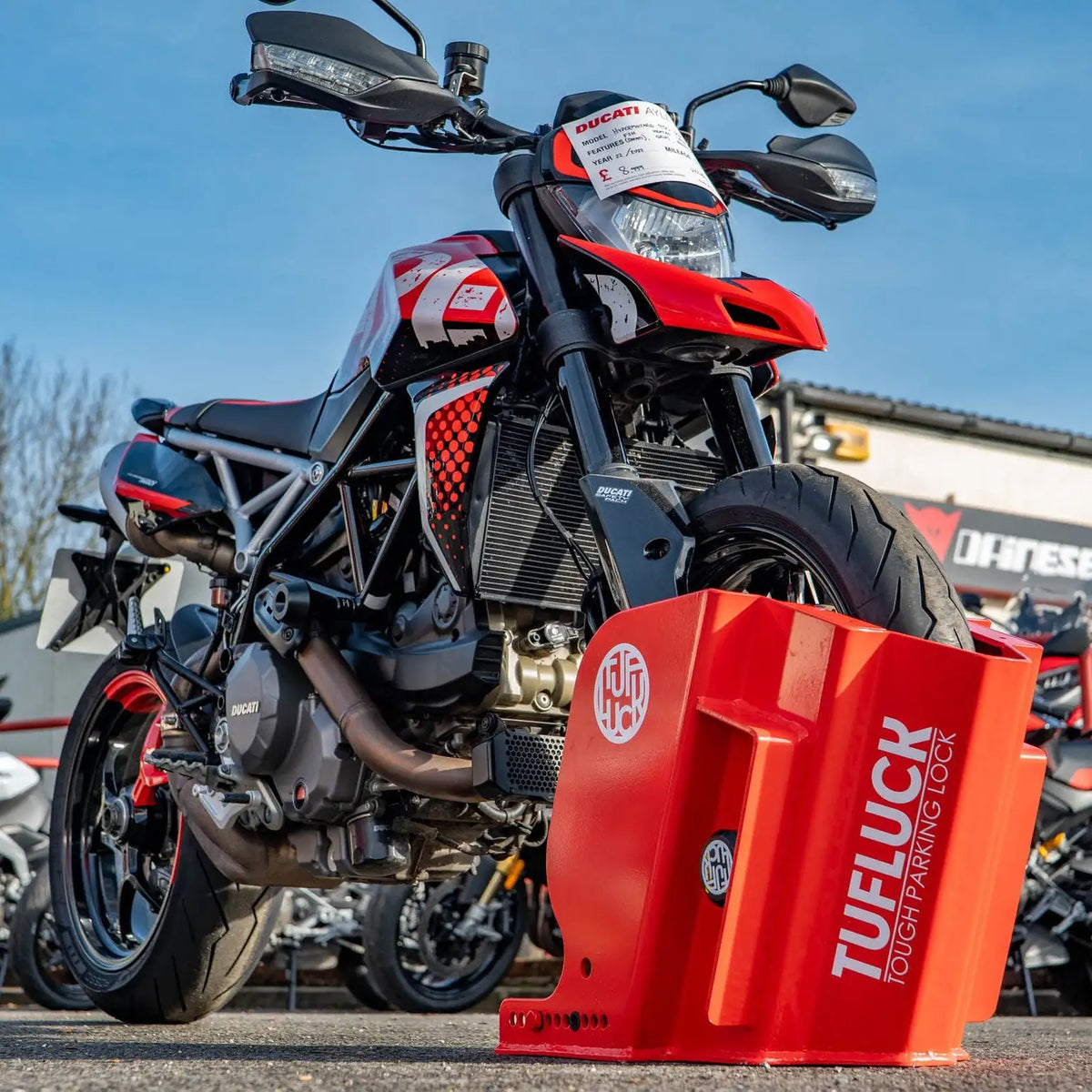 TufLuck - Ground Anchor & Wheel Chock - Tough Motorcycle Parking Lock ...