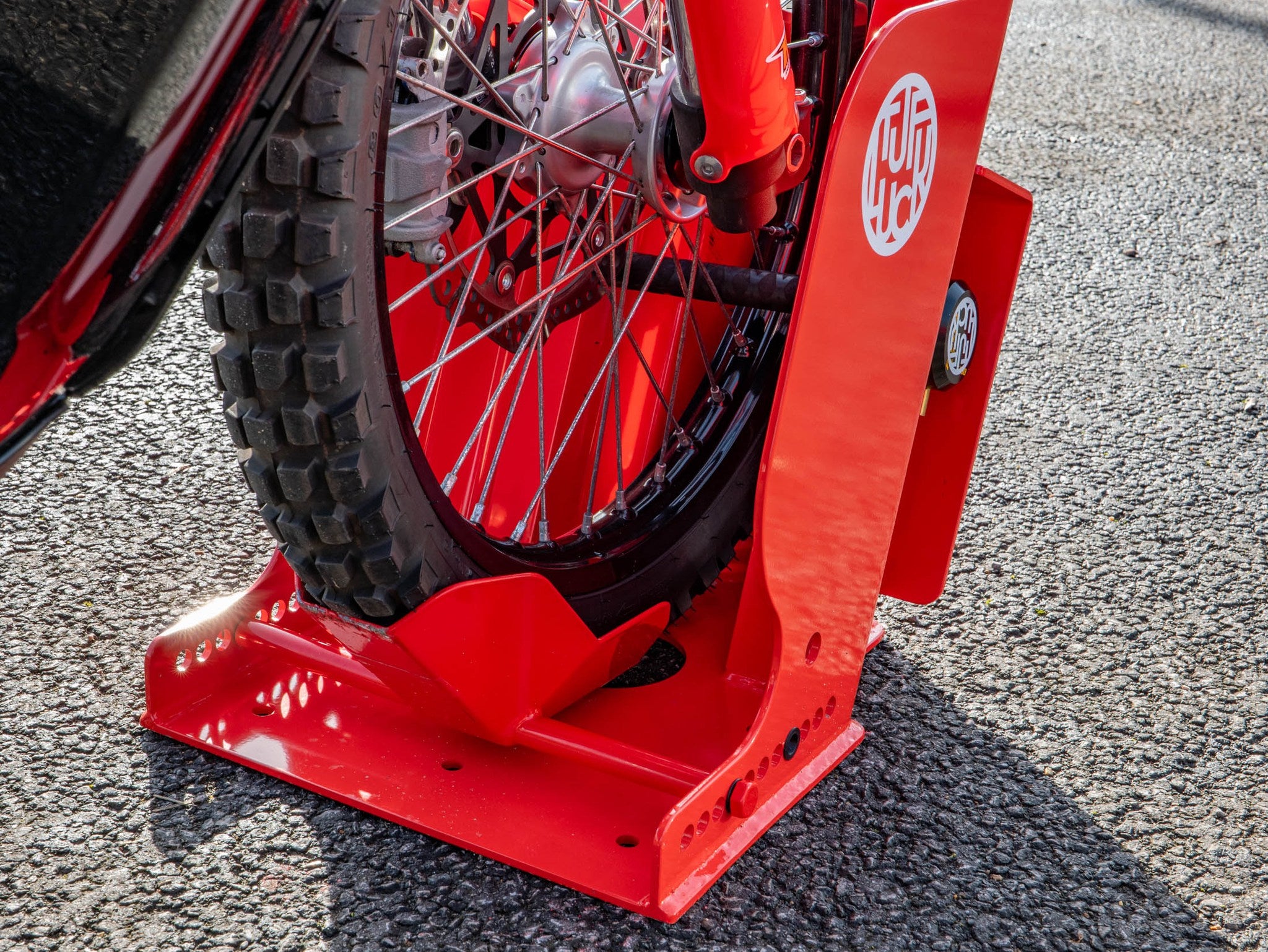 TufLuck - Tough Motorcycle Parking Lock - Ground Anchor & Wheel Chock