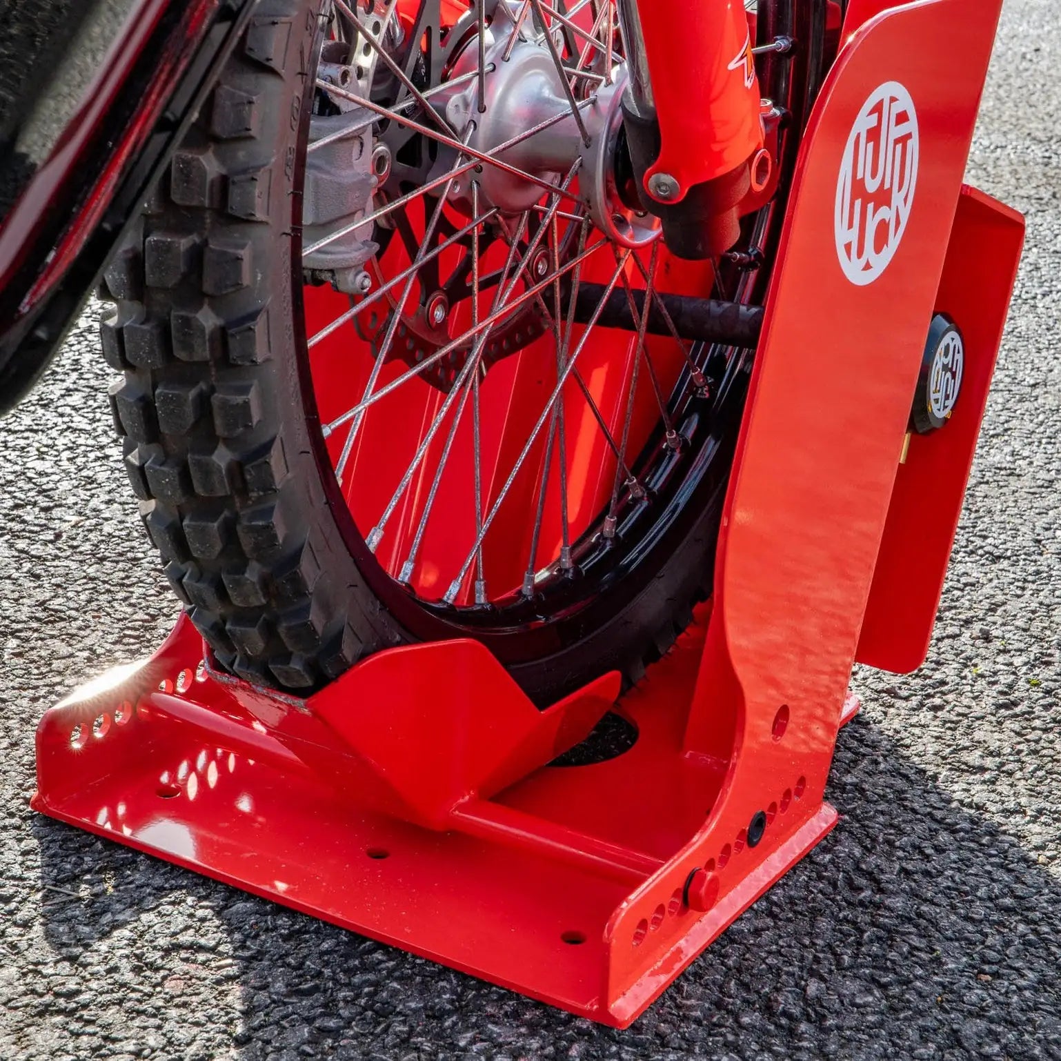 TufLuck - Ground Anchor & Wheel Chock - Tough Motorcycle Parking Lock