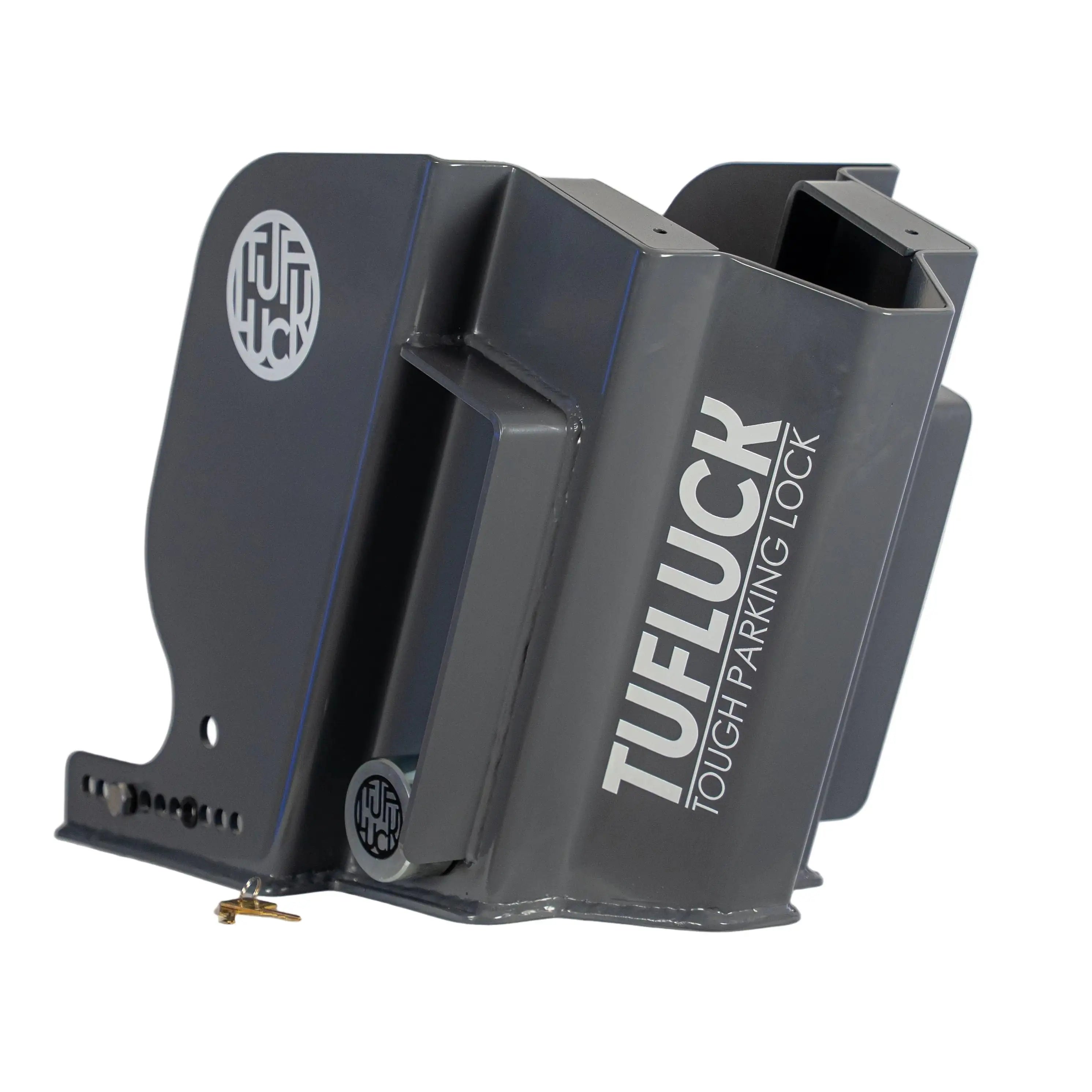 TufLuck - Tough Motorcycle Parking Lock - Ground Anchor & Wheel Chock Signature Gun Metal Grey